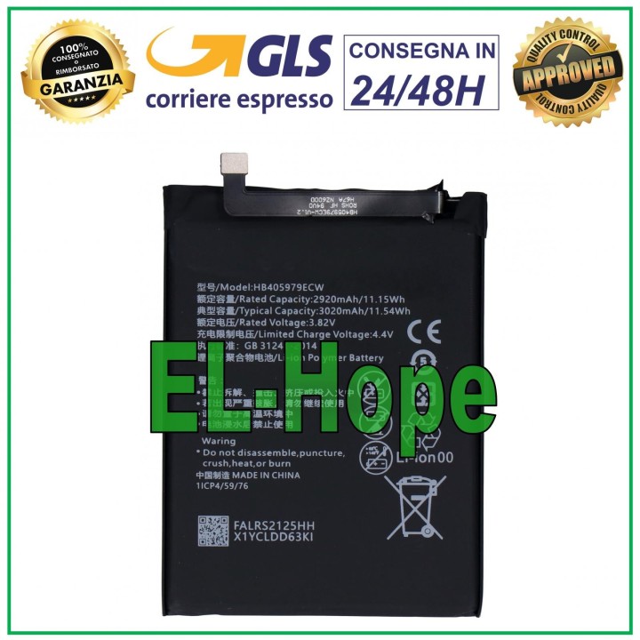 Batterie HB405979ECW pour Huawei Y6 2019 MRD-LX1 MRD-LX2 3020 mAh, identique a' le original