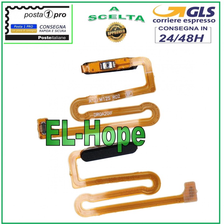 Cle' plate a' empreinte digitale pour Samsung Galaxy A12 SM A127 Noir