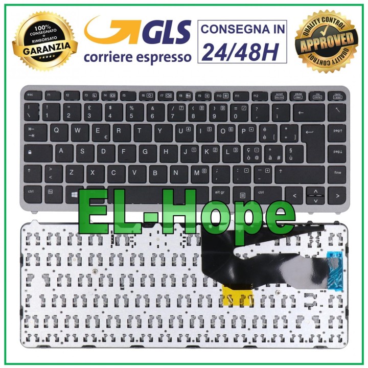 Clavier italien pour HP 745 G2 / 750 G1 G2 / 755 G2 / ZBOOK 14, cadre argente'
