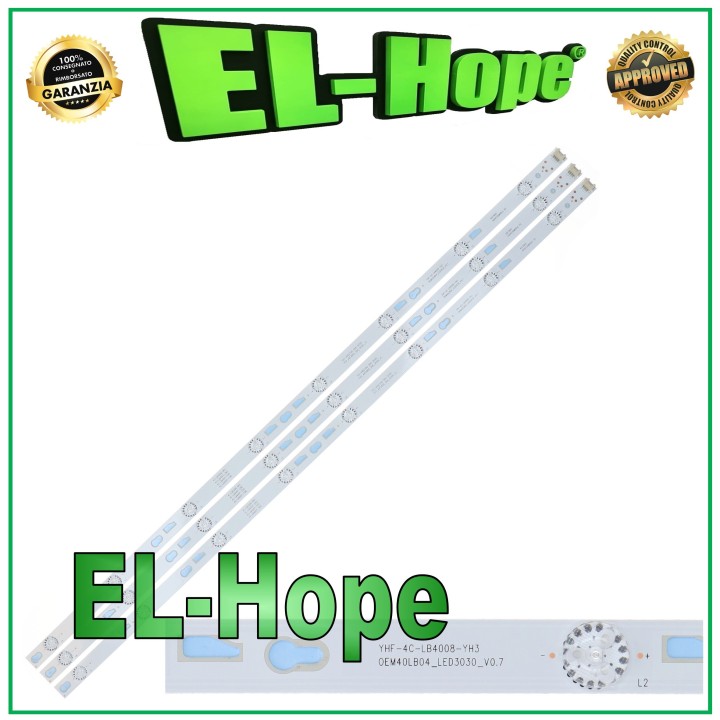 KIT 3 BARRES 8 LED POUR TV 40 TCL 4C-LB400T-YH6 OEM40LB04_LED3030_V0.7