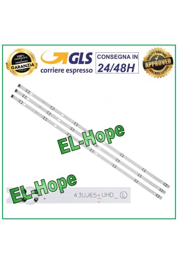 KIT DE 3 BARRES DE 7 RUBAN LED POUR TV 43 LG 43UJ65-UHD-L HC430DGGSLGL HC430DGGSLWL 