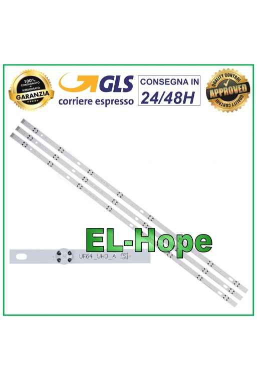 KIT DE 3 BARRES DE 8 RUBAN LED POUR TV LG 43 EAJ63610101 / ES-1000/8 / LED268 / LG4306