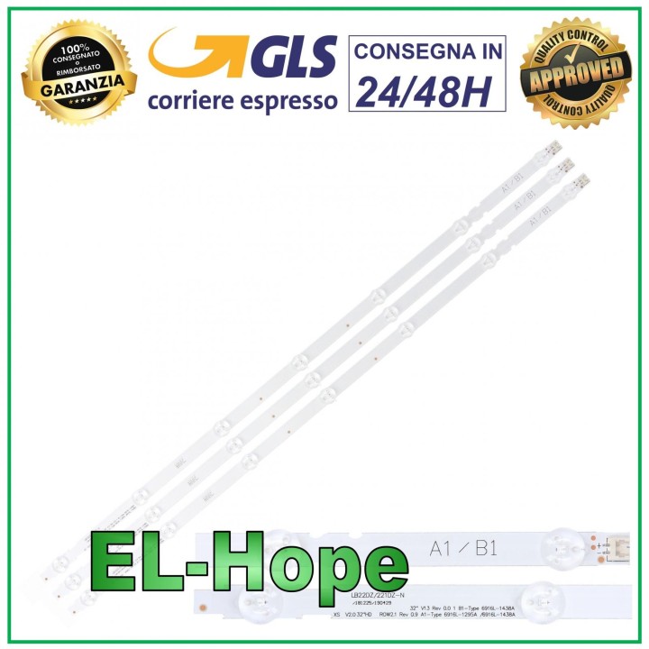 KIT 3 RUBAN LED POUR TV LG 32 AGF78399701 / ES-023/7 / LG3205 / M992623