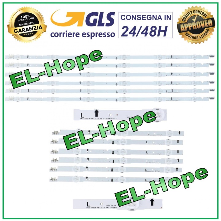 Kit de 12 barres LED pour te'le'viseurs Samsung D4GE-480DCA-R3/DCB UE48H5000 UE48H5030