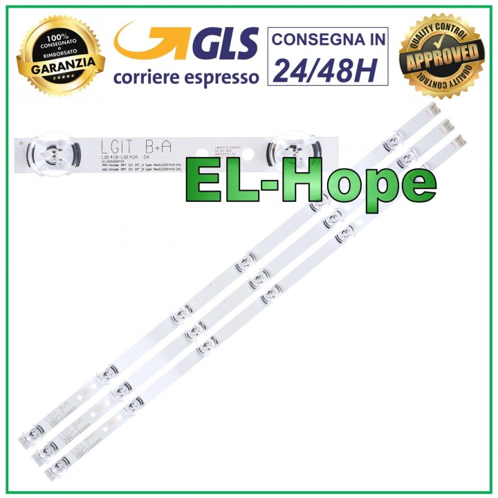 KIT DE 3 BARRES DE 6 RUBAN LED POUR TV LG 32 LGIT B+A 6916L-1980A (A) / 6916L-1981A (B)