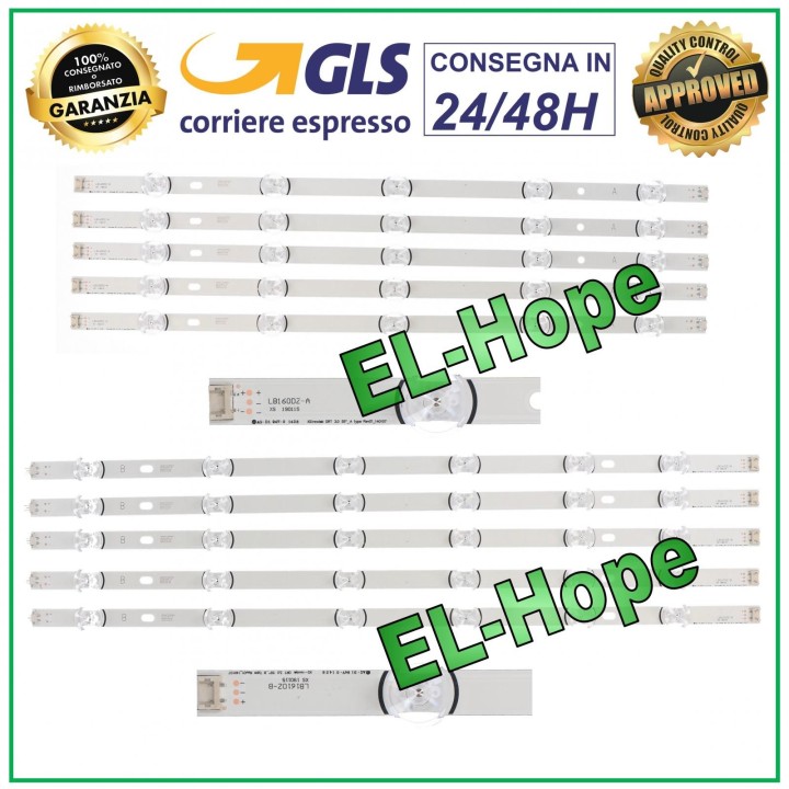 KIT 10 BANDES LED POUR TV LG 55 LB160DZ-A LB161DZ-B 55LX320 55LX330