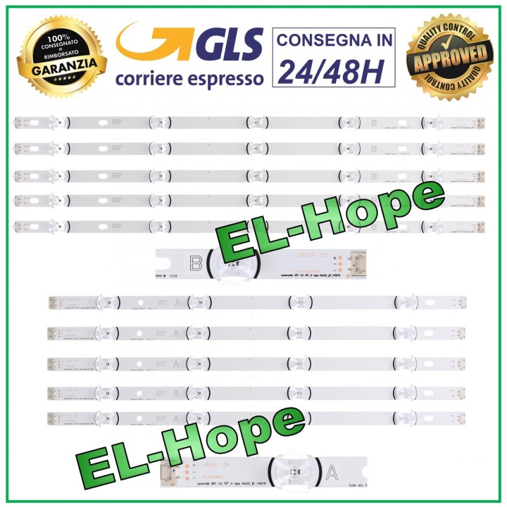 KIT 10 RUBAN LED POUR TV LG 50 AGS44870 / AGS45609 / 6916L-1735A / Q60160
