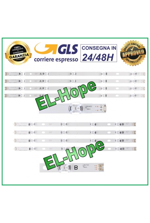 KIT 8 BANDES LED POUR TV LG 47 AGF78400901 AGF78401001 6916L-1715A/1716A 