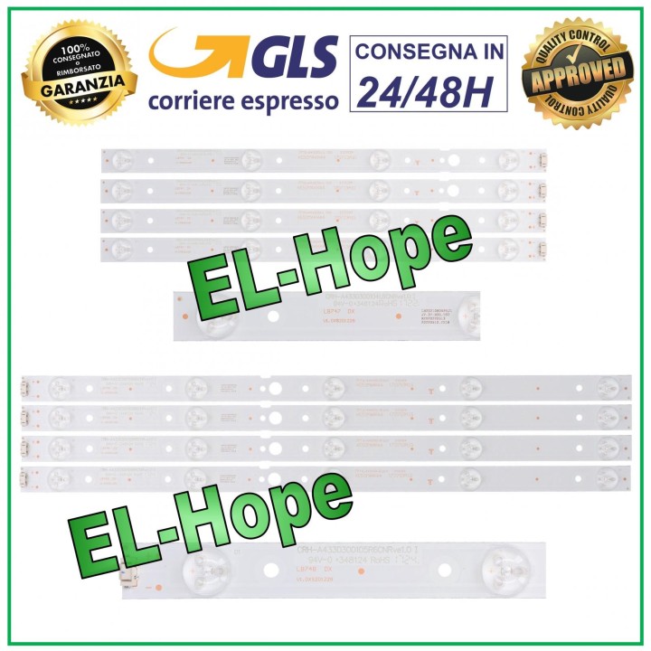 KIT 8 BARRES LED POUR TV LG 43 SW43D09R / SW43D09L ZC22AG-02 43D3503V3W L331 L427