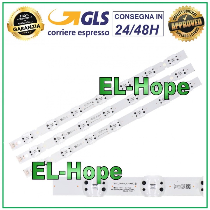 KIT 3 BARRES 7 LED TV LG 43 SVL430A61 43UK6500PLA 43UK6950PLB 43UK6750PLD