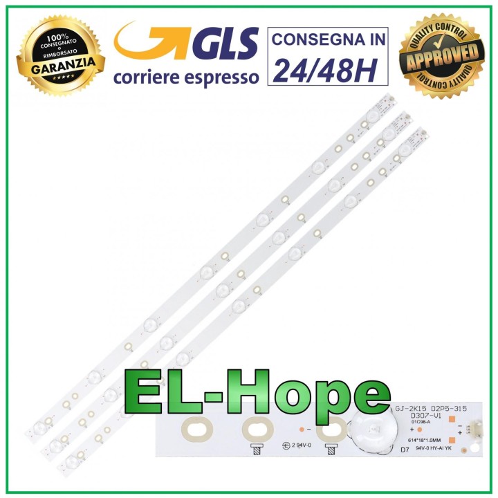 KIT DE 3 BARRES DE RUBAN TV LED PHILIPS GJ-2K15 D2P5-315 32PFH4100 DA 3V