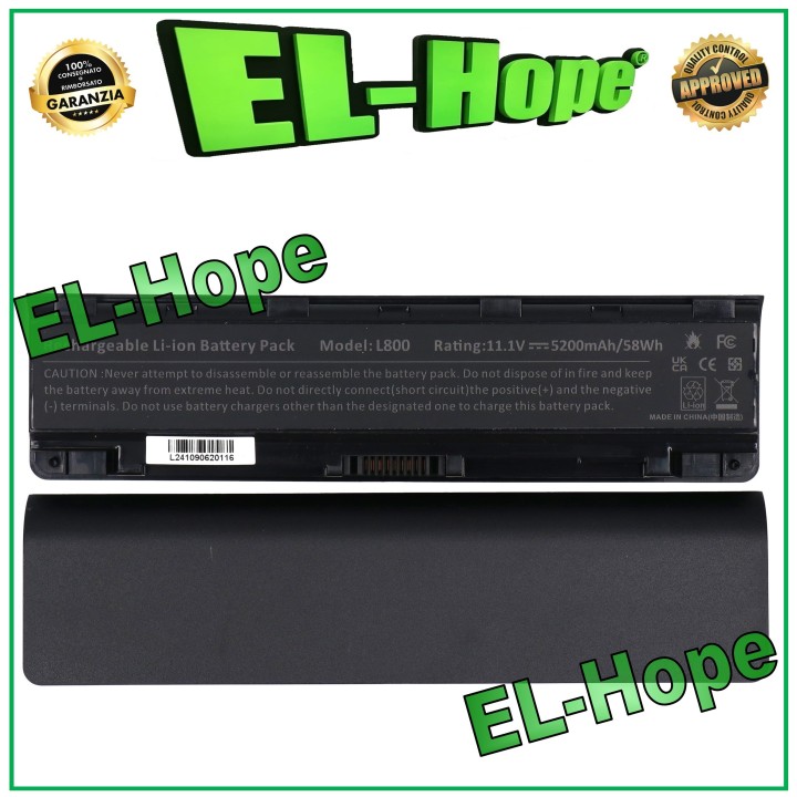 Batterie pour ordinateur portable Toshiba L800 PA5027U 5 200 mAh 11,1 V, noire, e'quivalente a' le originale