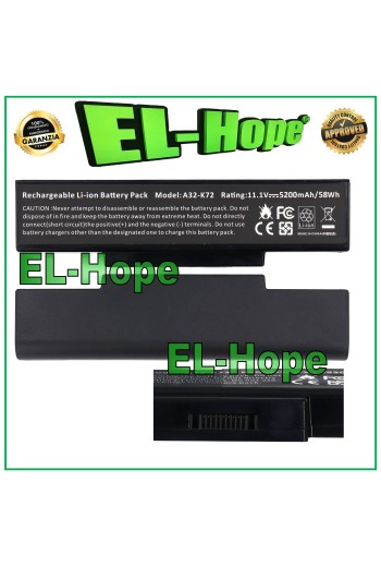 Batterie pour ordinateur portable ASUS A32-N71 5200 mAh 11,1 V 58 Wh, noire, e'quivalente a' le originale