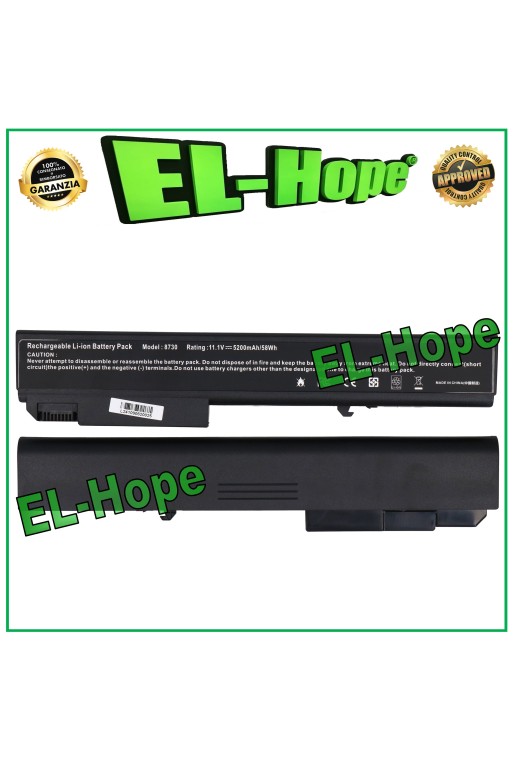 Batterie pour ordinateur portable HP 8730 HSTNN-OB60 5200 mAh 11,1 V 58 Wh, noire, e'quivalente a' le originale