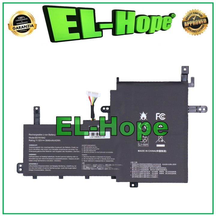 Batterie pour ordinateur portable ASUS K531FL 3646 mAh 11,52 V 42 Wh, noire, e'quivalente a' le originale