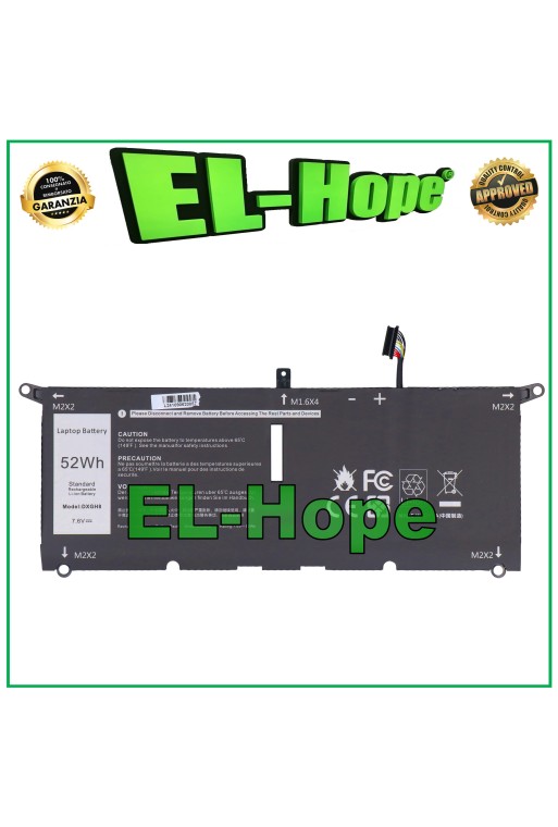 Batterie pour ordinateur portable Dell 0G8VCF 6300 mAh 7,6 V 52 Wh Noir Égal a' le original