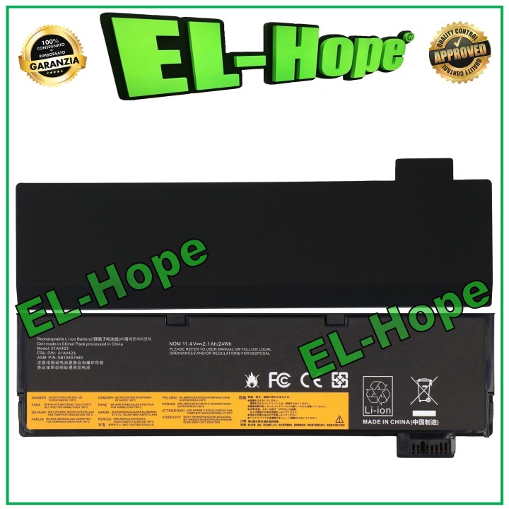 Batterie pour ordinateur portable Lenovo 01AV422, 2110 mAh, 11,4 V, 24 Wh, noire, e'quivalente a' le originale