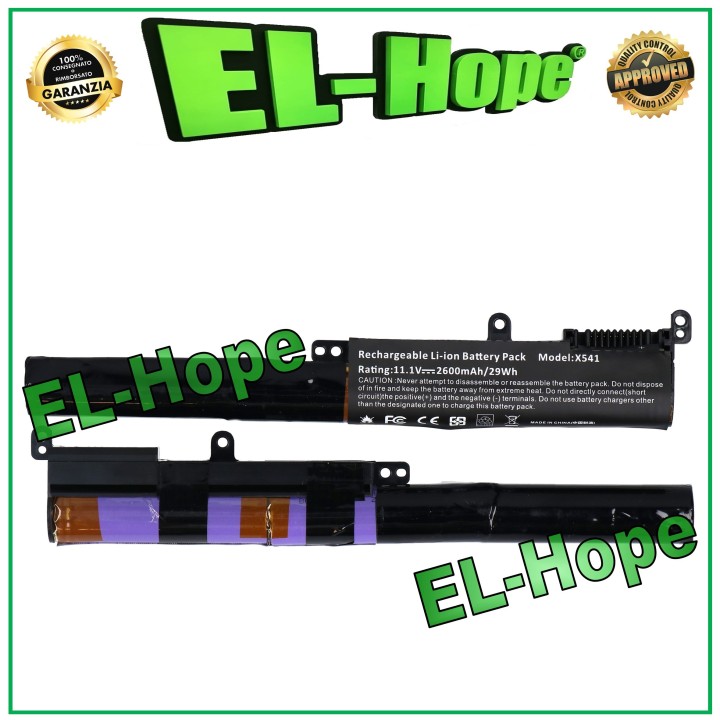 Batterie pour ASUS X541 0B110-00440000 A31N1601 2600 mAh 11,1 V, e'quivalente a' la batterie de origine, noire