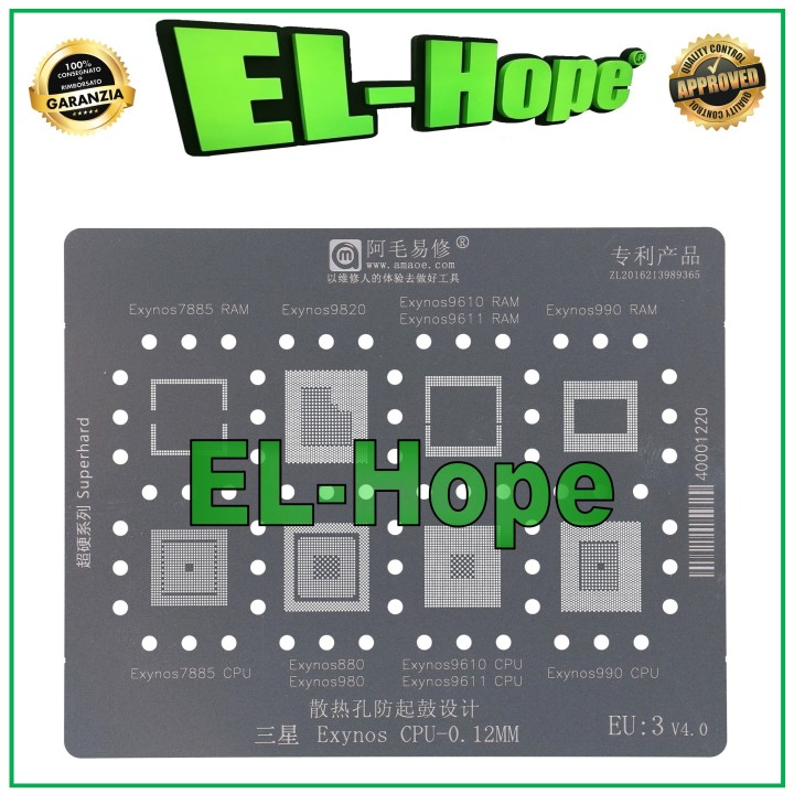 CARTE MÈRE STENCIL CPU AMAOE EU3 POUR SAMSUNG EXYNOS 7885 9820 9610 9611 990