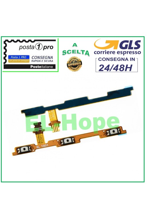 Touches late'rales flexibles plates, volume, marche/arre't, marche/arre't, Huawei Y6 2018