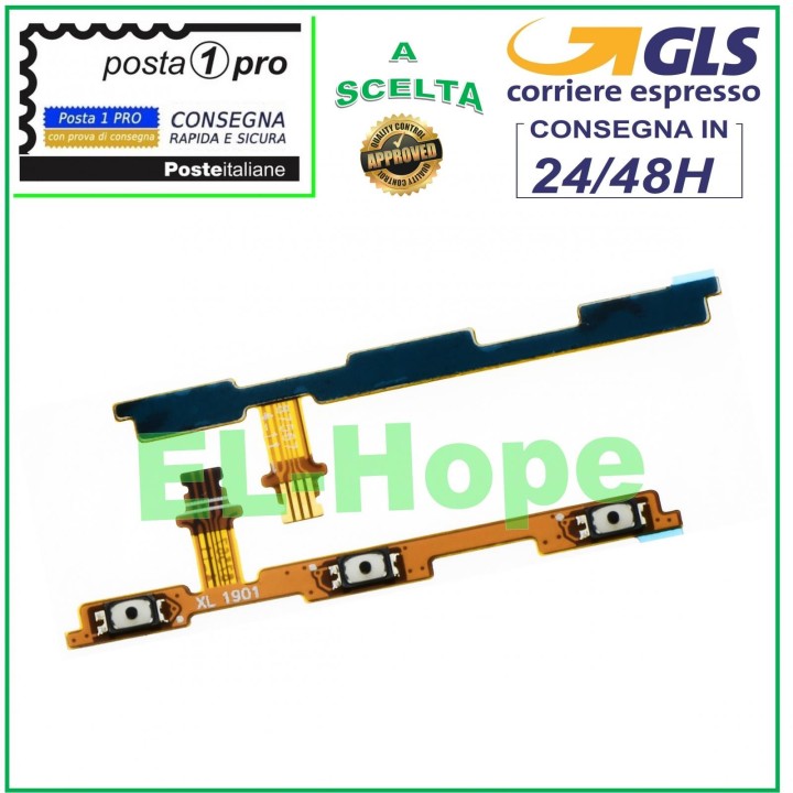 Touches late'rales flexibles plates, volume, marche/arre't, marche/arre't, Huawei Y6 2018
