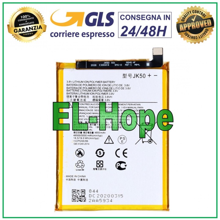 Batterie JK50 pour Motorola Moto E7 Plus XT-2081 XT2081 5000 mAh, e'quivalente a' le originale