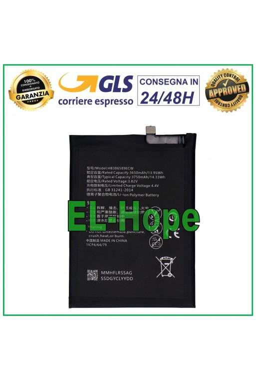 Batterie HB386589ECW pour Huawei P10+ Plus 3750 mAh 3,82 V, e'quivalente a' le originale