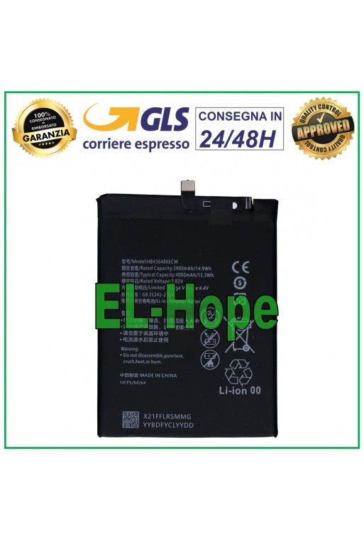 Batterie HB446486ECW HB436486ECW pour Huawei Honor 9X HLX-AL00 4000 mAh