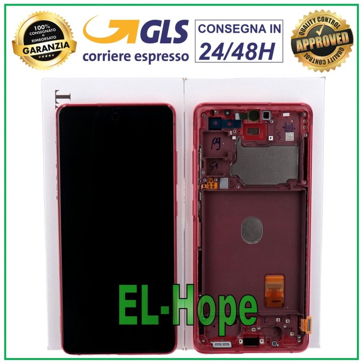 Cadre de origine, e'cran tactile rouge pour Samsung S20 FE SM-G781B (GH82-24219E)