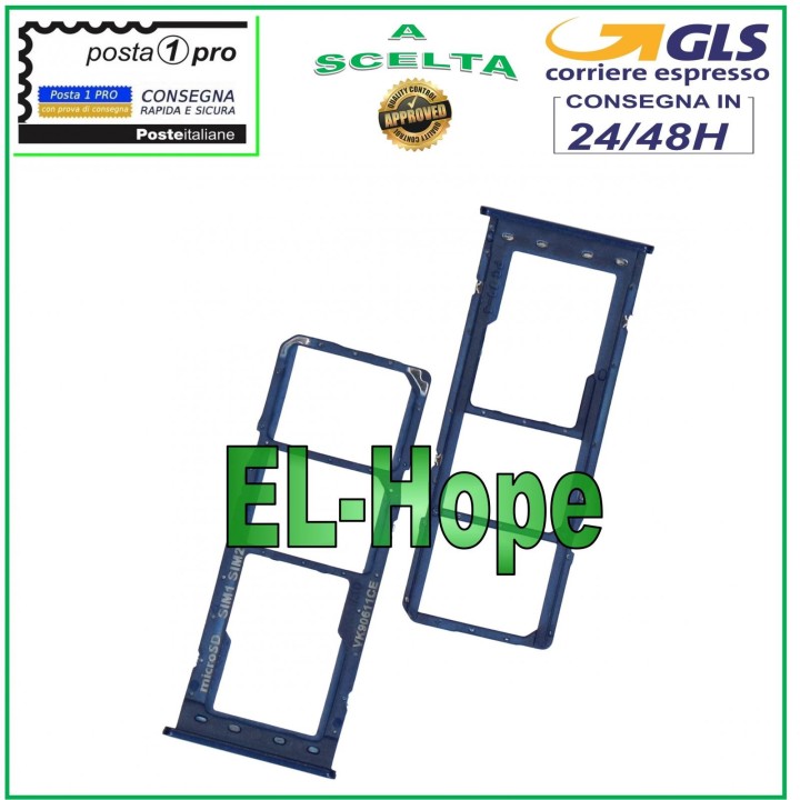 Compartiment pour carte nano SIM et SD pour Samsung Galaxy A60 SM A606 F/DS Bleu