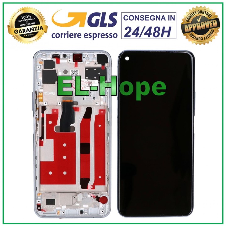 Cadre de affichage e'cran tactile pour Huawei Nova 7 SE CDY-AN00 e'cran en verre argent