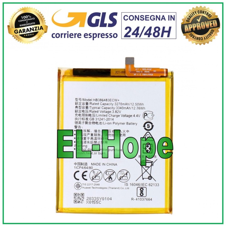 Batterie HB386483ECW+ pour Huawei Nova Plus Mate 9 Lite 3340 mAh, e'quivalente a' le originale
