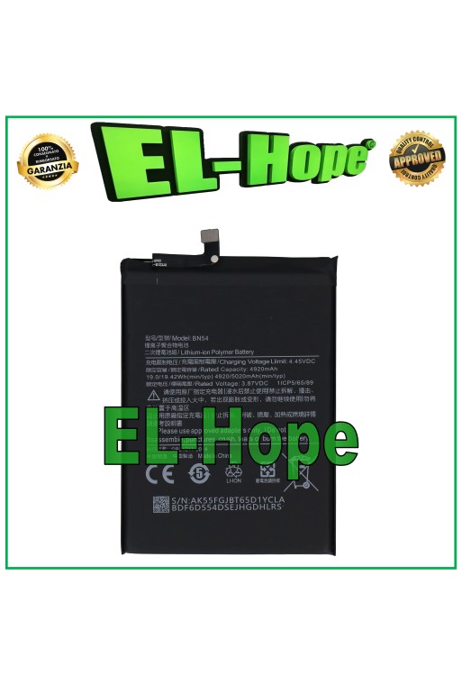 Batterie BN54 pour Xiaomi Redmi 9 M2004J19AG M2004J19G 5020 mAh, e'quivalente a' le originale