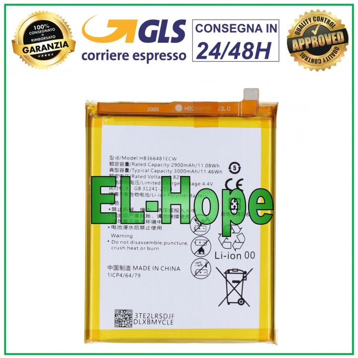 Batterie HB366481ECW pour Huawei P9 Lite VNS-L21 L23 L31 3000 mAh, e'quivalente a' le originale