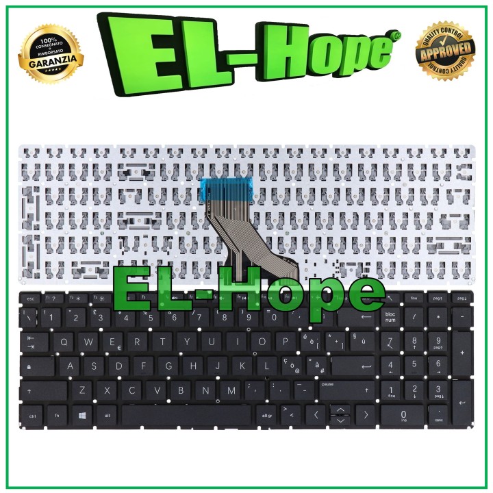 Clavier italien pour ordinateur portable HP 15-CX, 15-EC, 15-CU, 17-BY, 17-CA, noir