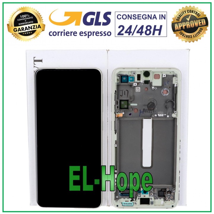 Écran tactile LCD de origine pour Samsung S21 FE SM-G990B, cadre vert, GH82-26420C