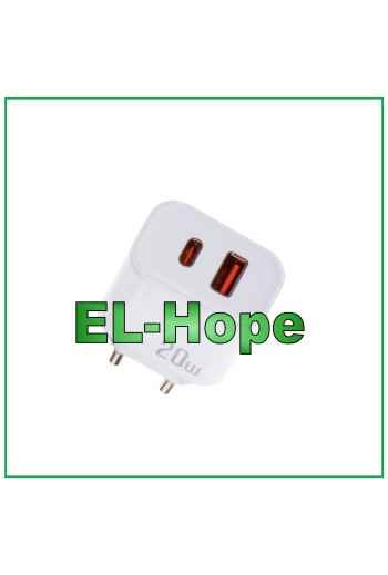 Chargeur de batterie a' charge rapide pour OPPO 20 W Travel Double USB Type C Blanc