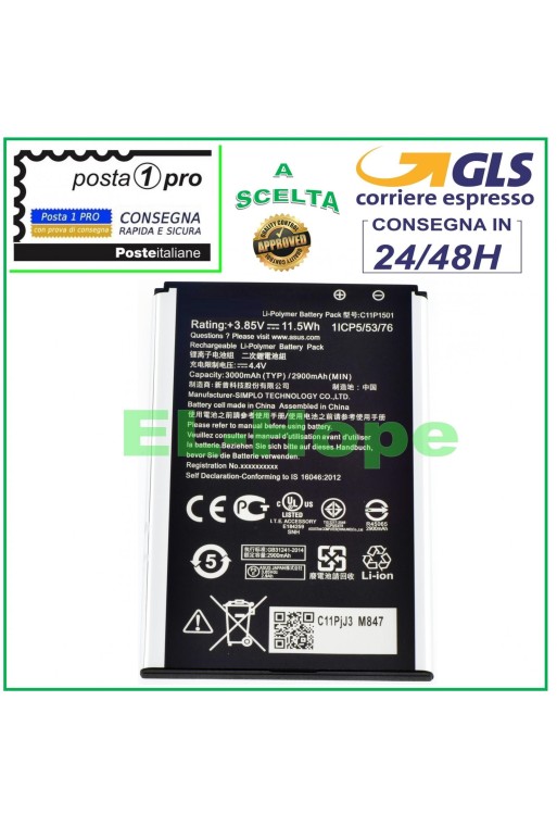 Batterie C11P1501 pour ASUS Zenfone Selfie ZD550KL ZD551KL Z00UD, identique a' le originale