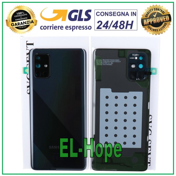 Coque arrie're et cache batterie de origine pour Samsung Galaxy A71 SM-A715, noir