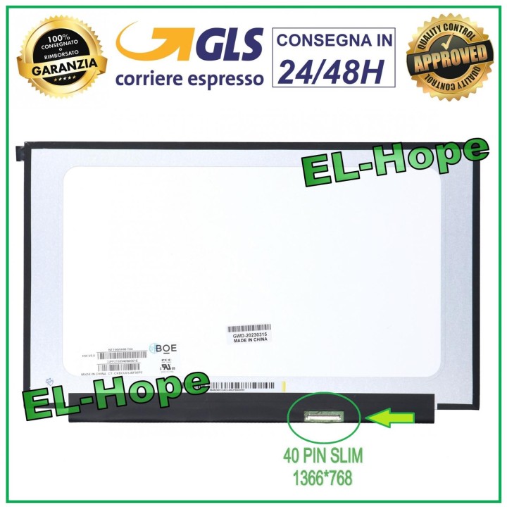 Écran LCD NT156WHM-T02 pour ordinateur portable 15,6 pouces, 40 broches, fin, 1366 x 768, HD LED