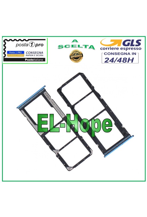 Compartiment pour chariot Nano SIM et carte SD pour Xiaomi Redmi Note 9 Pro Max M2003J6B1 Bleu
