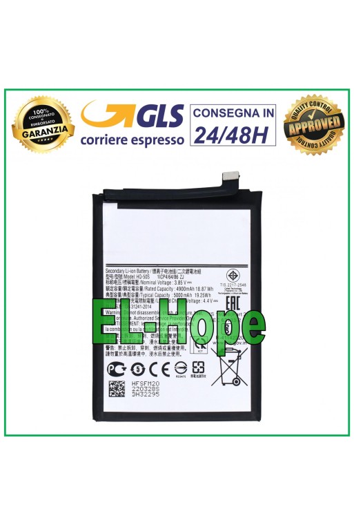 Batterie HQ-50S pour Samsung Galaxy A03S SM-A037G 5000 mAh, e'quivalente a' le originale