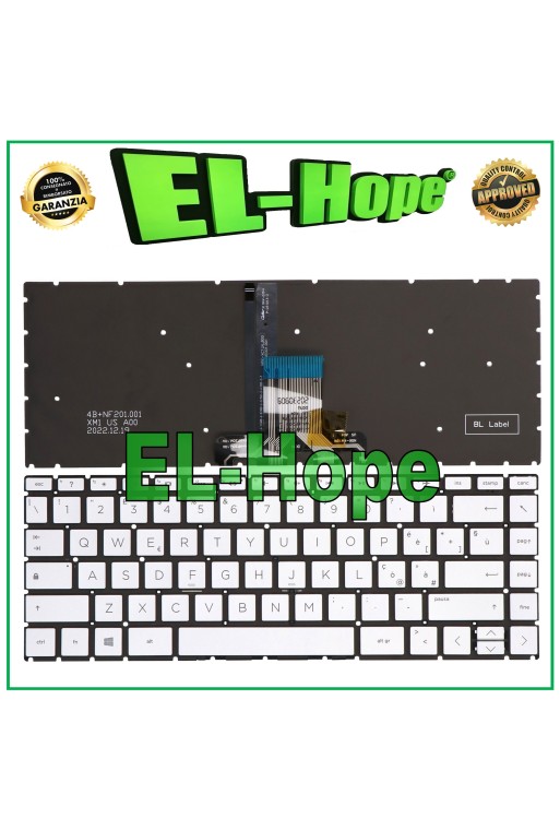 Clavier italien re'troe'claire' argente' pour HP Pavilion 14-CK, 14-CM, 14-CS, 14-CY