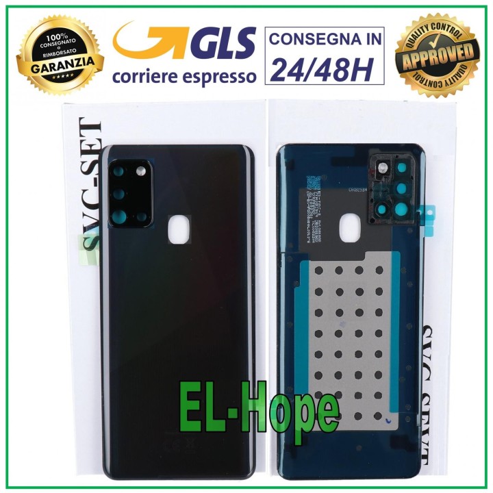 Coque arrie're originale en verre noir pour Samsung Galaxy A21S SM-A217