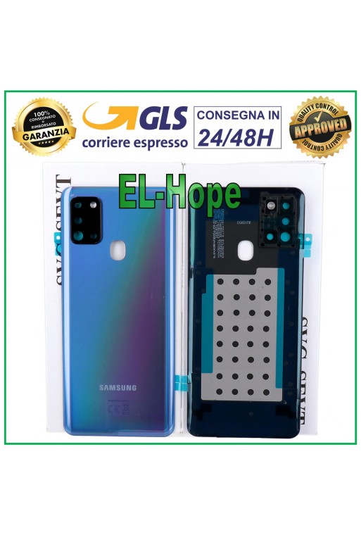 Coque arrie're en verre bleu pour Samsung Galaxy A21S SM-A217