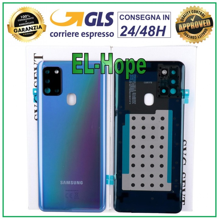 Coque arrie're en verre bleu pour Samsung Galaxy A21S SM-A217