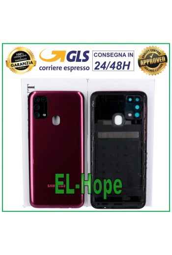 Coque arrie're de origine Samsung Galaxy M31 SM-M315F en verre rouge