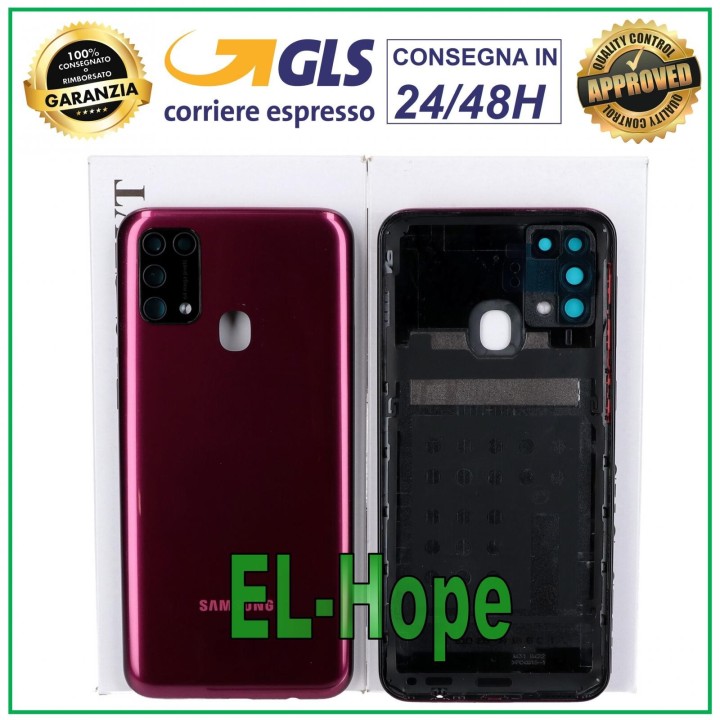Coque arrie're de origine Samsung Galaxy M31 SM-M315F en verre rouge