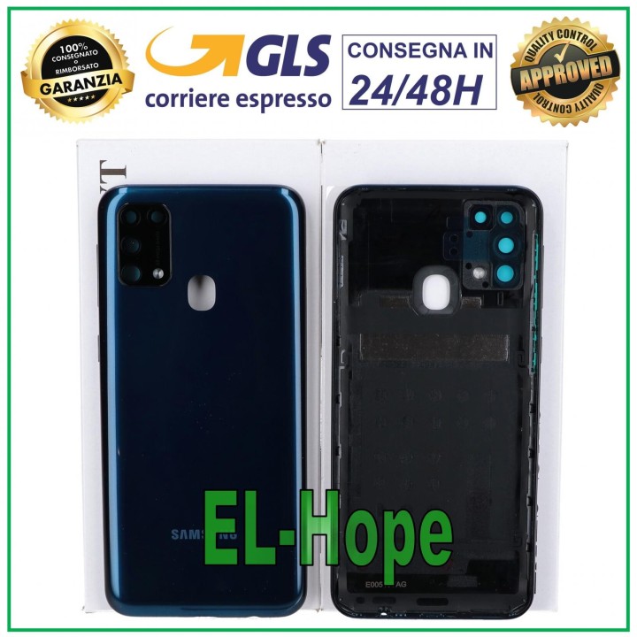 Coque arrie're en verre bleu pour Samsung Galaxy M21S SM-M217F