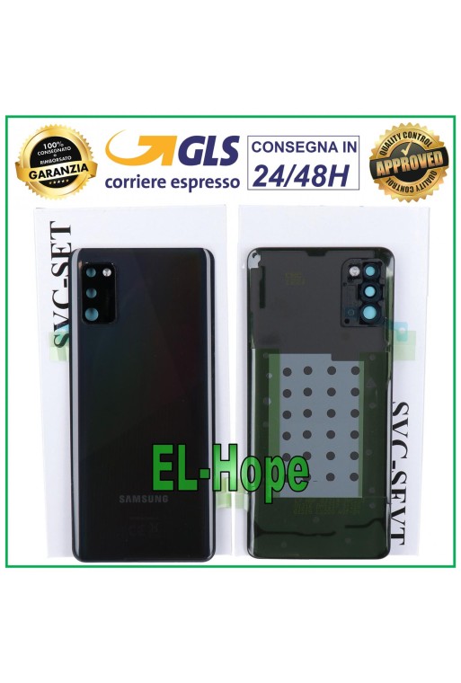 Coque arrie're originale en verre noir pour Samsung Galaxy A41 SM-A415 